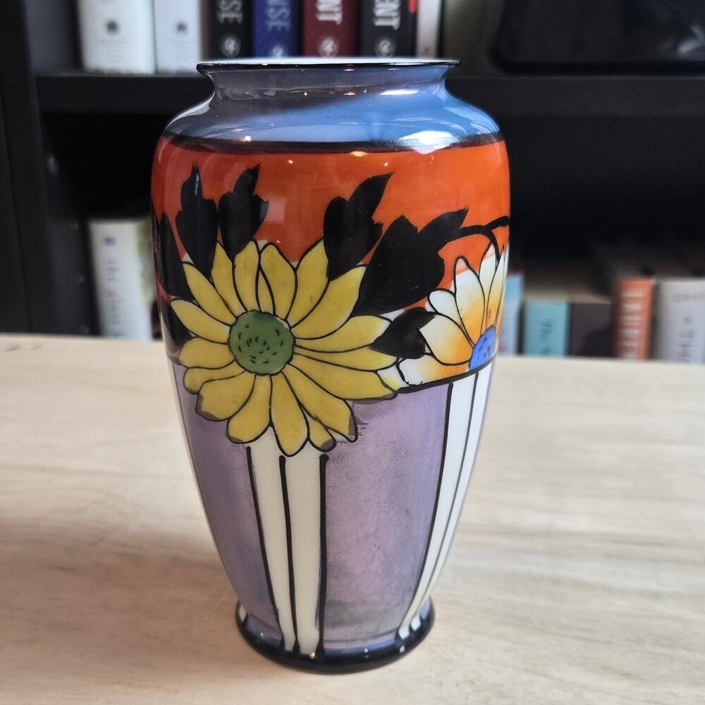 Vintage luster floral painted Japanese vase